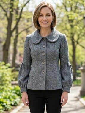 JACKPOT Peacoat, Peter Pan Collar, Pleated, Detailed Sleeves